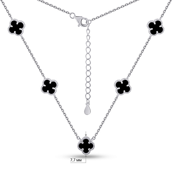 Серебряное колье Клевер с ониксом (арт. 7507/2212/7о) – изображение 3