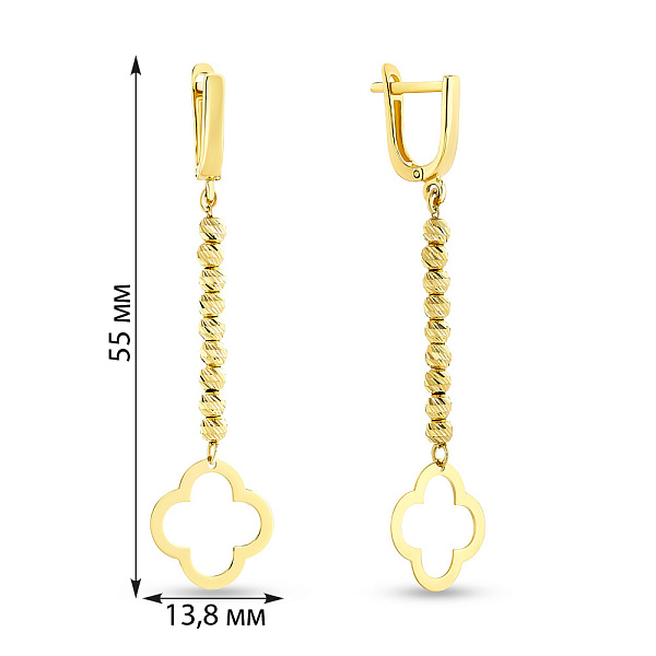 Сережки-подвески из желтого золота (арт. 107891ж) – изображение 2
