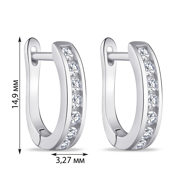 Сережки из серебра с дорожкой из фианитов (арт. 7502/2974) – изображение 2