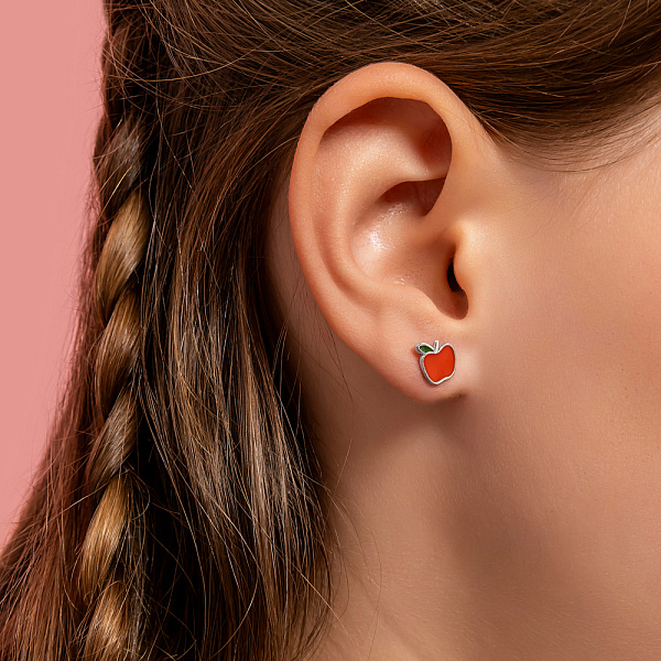 Серебряные детские серьги Яблоко (арт. 7518/1068векзсю) – изображение 2