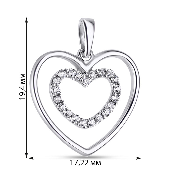 Серебряная подвеска «Сердце» с фианитами (арт. 7503/2357) – изображение 2