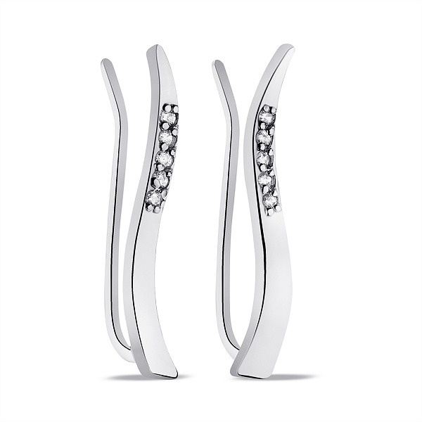 Серьги-клаймберы из серебра с фианитами (арт. 7502/549-р) – изображение 1