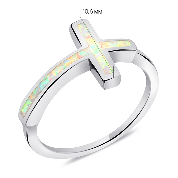 Серебряное кольцо с крестиком (арт. 7501/6681Поб) – изображение 2