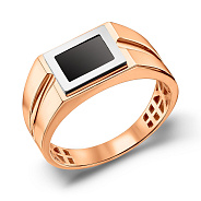 Фото Печатка из красного золота с ониксом (арт. 180541кбо)