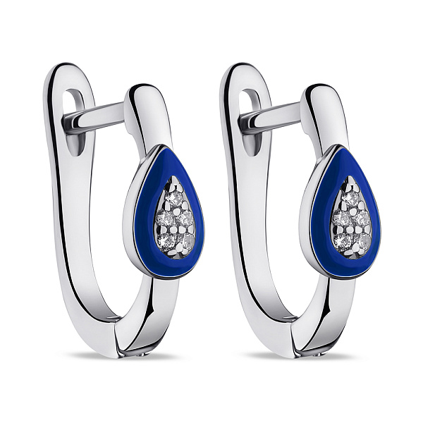Серьги из серебра с эмалью и фианитами (арт. 7502/9497ес) – изображение 1