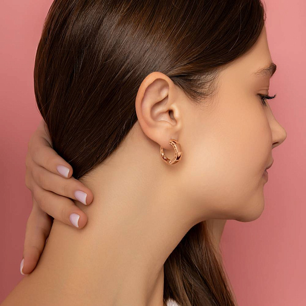Серьги из красного золота без камней (арт. 1091777м) – изображение 4