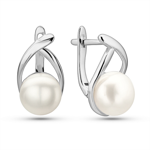 Серебряные серьги с жемчугом (арт. 7502/2186885жб) – изображение 1