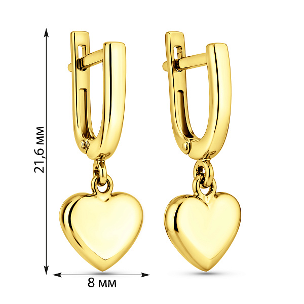 Серьги из желтого золота Сердце (арт. 110519ж) – изображение 5