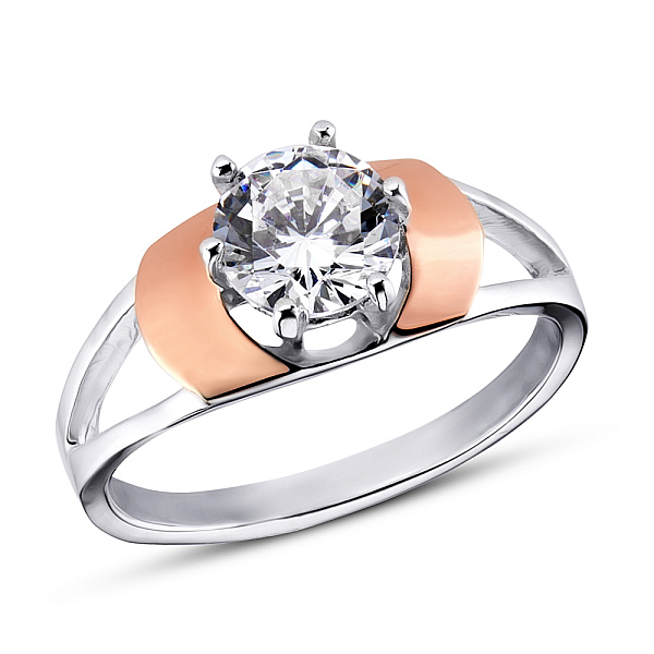 Серебряное кольцо с фианитом (арт. 7201/225кп) – изображение 1
