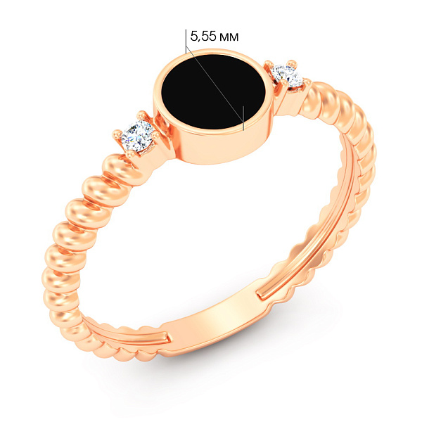 Кольцо Лýна из красного золота с эмалью и фианитами (арт. 141237еч) – изображение 5