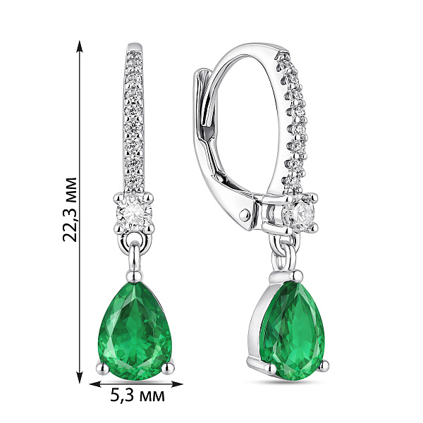 Серьги-подвески из серебра с альпинитами и фианитами (арт. 7502/10115аз) – изображение 2