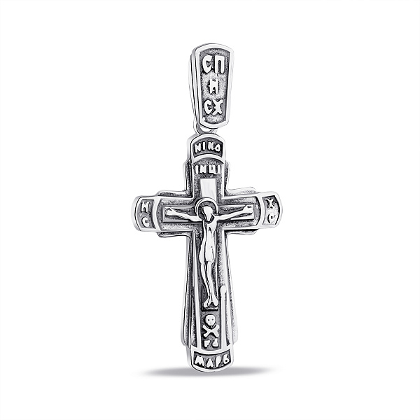 Серебряный православный крестик с распятием (арт. 7904/R006пю) – изображение 1