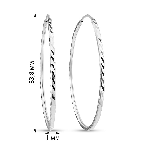 Серьги-кольца из белого золота (арт. 121903/35б) – изображение 5