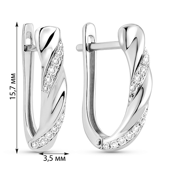 Серьги из белого золота с бриллиантами (арт. С011600010б) – изображение 2