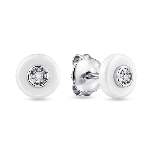 Серебряные пусеты с керамикой (арт. 7518/1154625кмб) – изображение 1