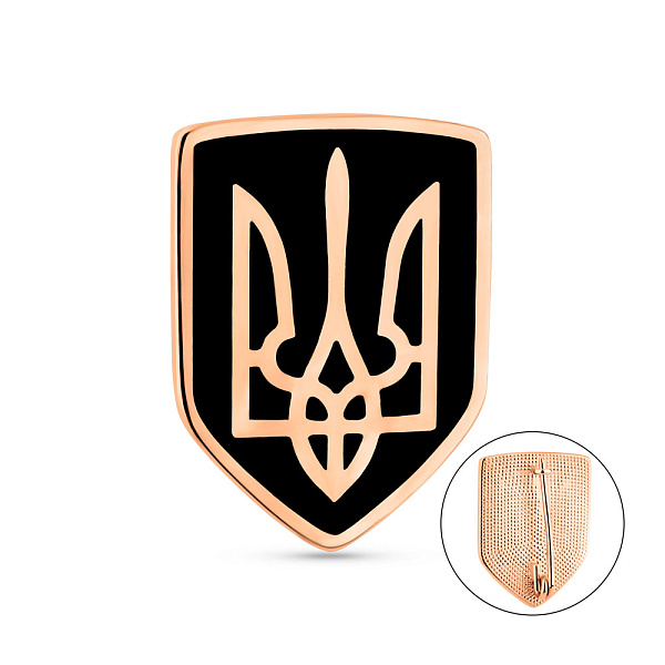 Золотой значок Герб Украины-Трезубец с эмалью (арт. 360193ч) – изображение 1