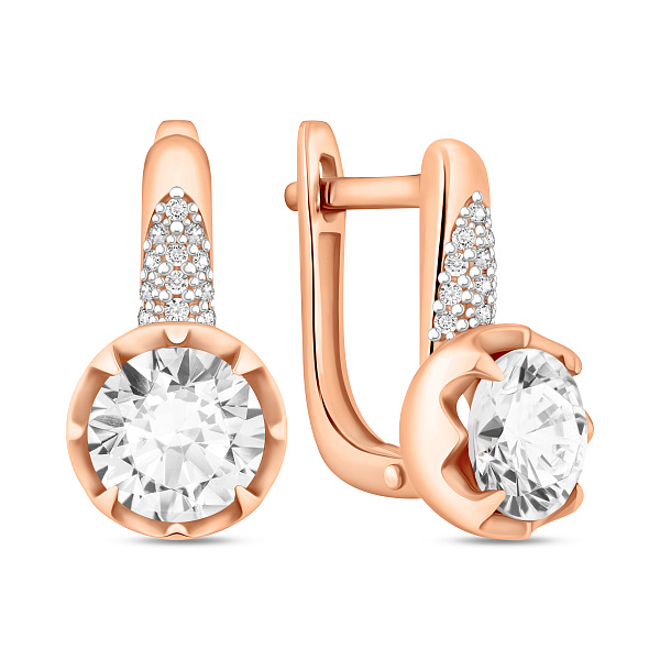 Серьги из красного золота с фианитами (арт. 117900) – изображение 1
