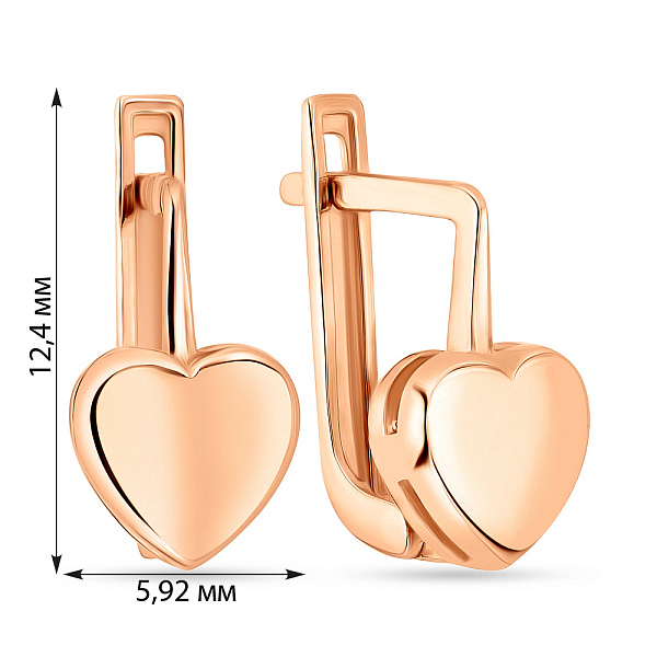 Сережки для дітей «Сердечка» з червоного золота (арт. 106069) – зображення 4