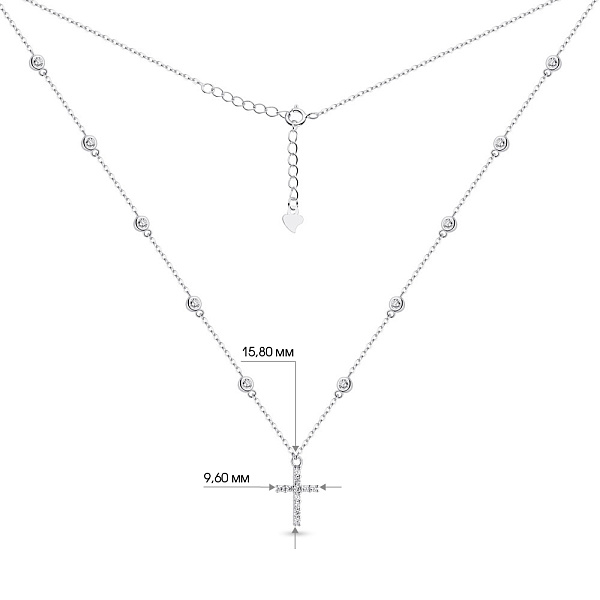 Серебряное колье с крестиком и фианитами (арт. 7507/1392) – изображение 3