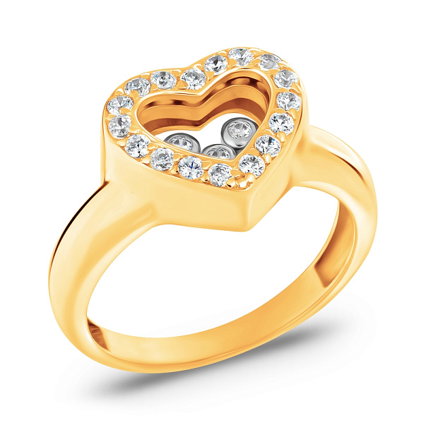 Золотое кольцо Сердце с фианитами (арт. 150052ж) – изображение 1