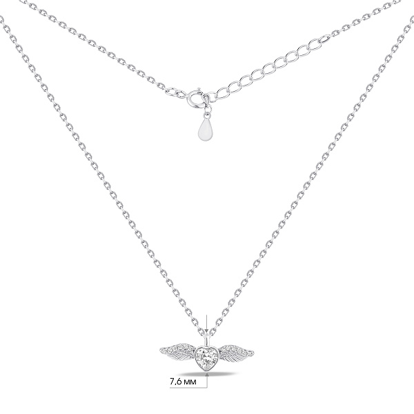 Серебряное колье Сердце с крыльями (арт. 7507/2409) – изображение 3