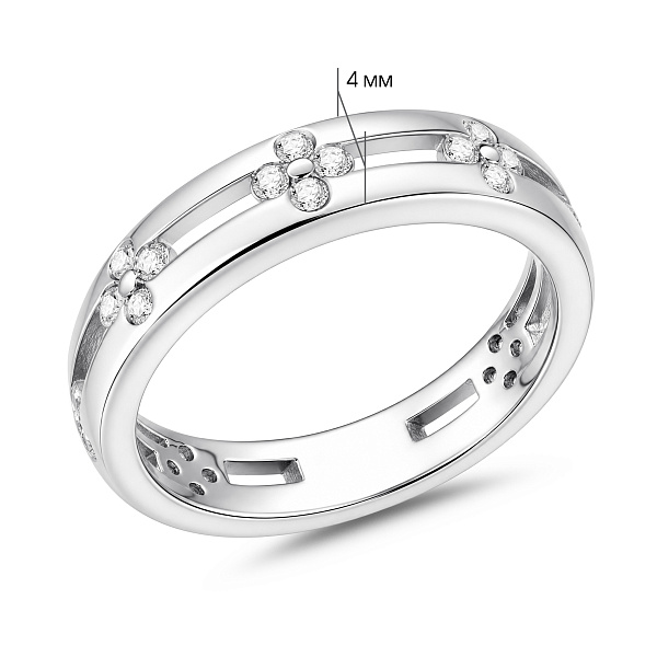 Серебряное кольцо с цветы с фианитами (арт. 7501/8642) – изображение 2