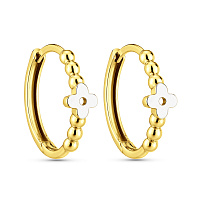 Сережки-кільця з жовтого золота конюшина без вставок (арт. 111190ж)