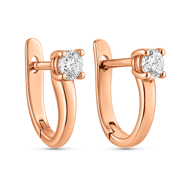 Серьги из красного золота с фианитом (арт. С-АНГ12-11) – изображение 1