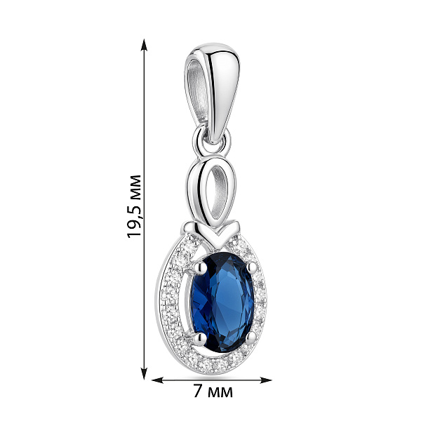 Серебряный кулон с сапфиром и фианитами (арт. 7503/4909Спс) – изображение 2