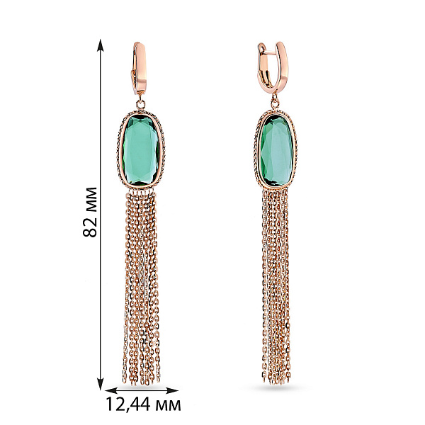 Золотые серьги-подвески с кварцем (арт. 107604Пкз) – изображение 3