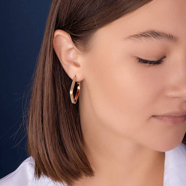 Серьги из красного золота без камней (арт. 1091145/30) – изображение 2