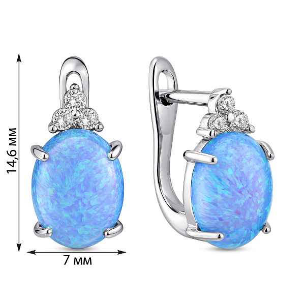 Серьги из серебра с опалом и фианитами (арт. 7502/10207Пос) – изображение 2