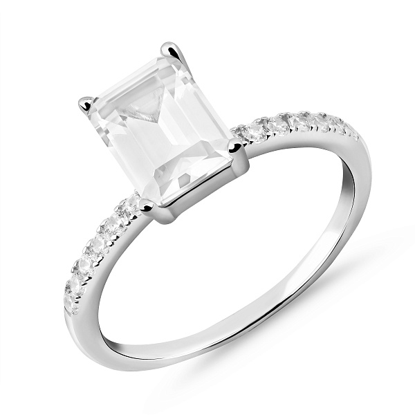 Серебряное двойное кольцо с фианитами (арт. 7501/8609) – изображение 2