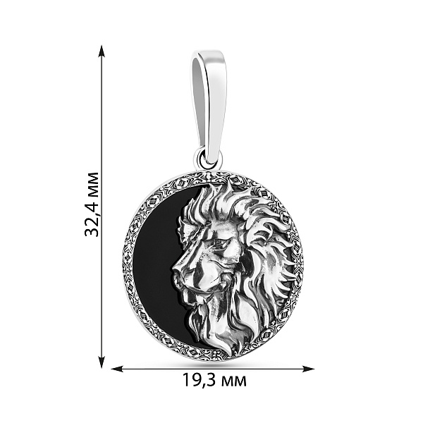 Серебряный кулон Лев с ониксом (арт. 7903/2490олв) – изображение 2