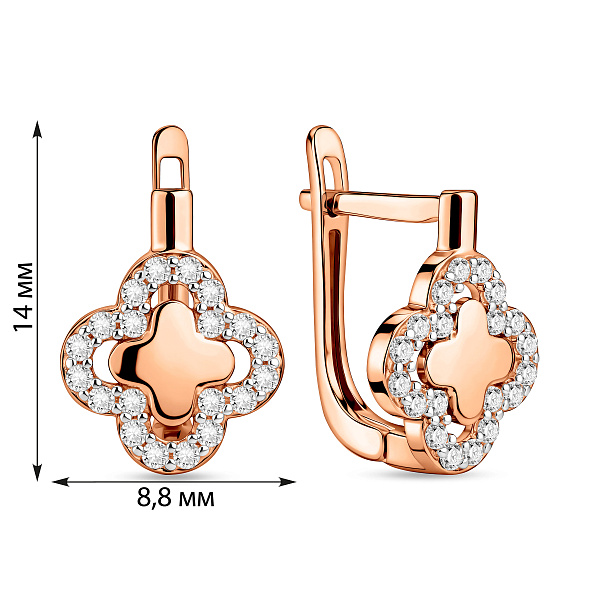 Серьги из красного золота с фианитами (арт. 110592) – изображение 3