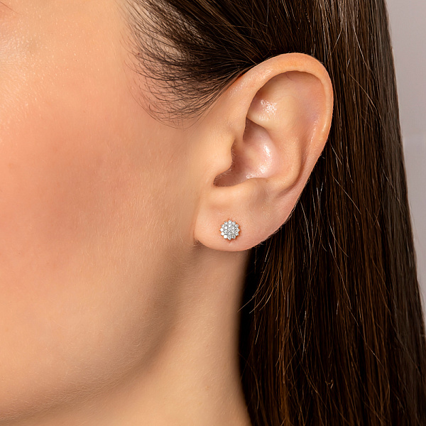 Золоті сережки-пусети з розсипом з діамантів (арт. 2108949201) – зображення 2