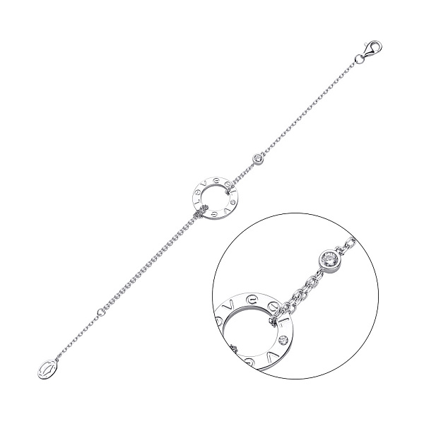 Серебряный женский браслет с фианитом (арт. 7509/1621) – изображение 1