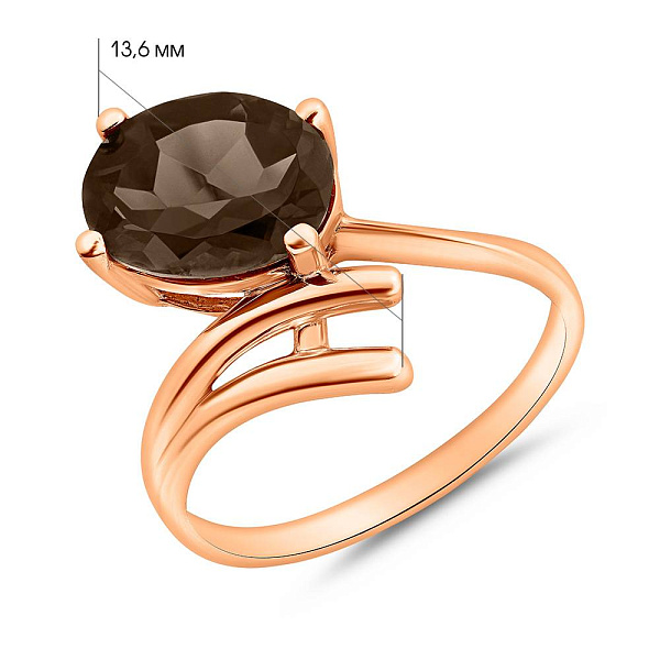 Золотое кольцо с коричневым кварцем (арт. 152604К.д) – изображение 3