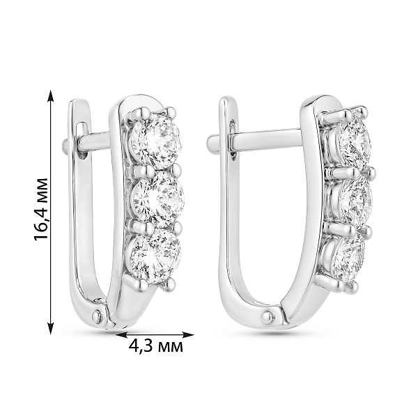 Сережки из белого золота с фианитами (арт. 117700б) – изображение 4