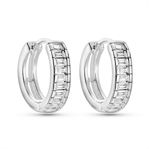 Серебряные серьги-кольца с фианитами (арт. 7502/9930/15) – изображение 1
