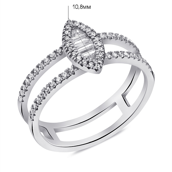 Серебряное двойное кольцо с фианитами (арт. 7501/6817) – изображение 2