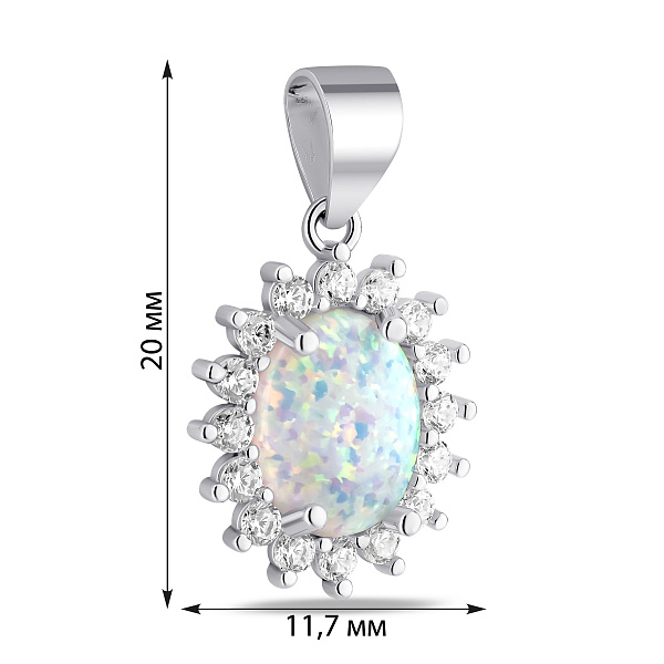 Серебряная подвеска с опалом и фианитами (арт. 7503/4641Поб) – изображение 2