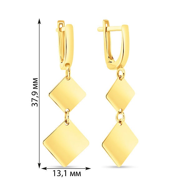 Серьги-подвески из желтого золота (арт. 108634ж) – изображение 2