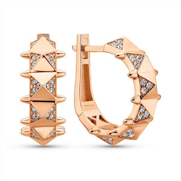 Серьги из красного золота с фианитами (арт. 1091910) – изображение 1