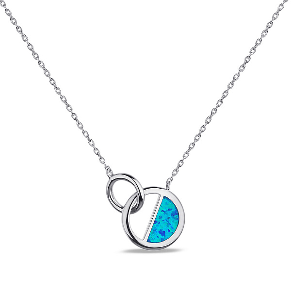 Серебряное колье с синим опалом (арт. 7507/2242Пос) – изображение 1