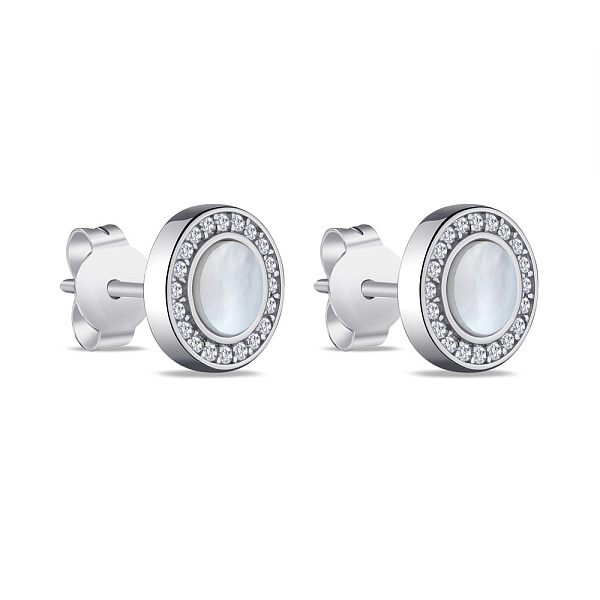 Сережки из серебра с перламутром и фианитами (арт. 7518/5905п) – изображение 1