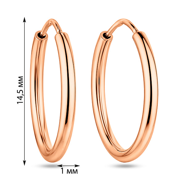 Серьги-кольца из красного золота (арт. 121900/15) – изображение 2