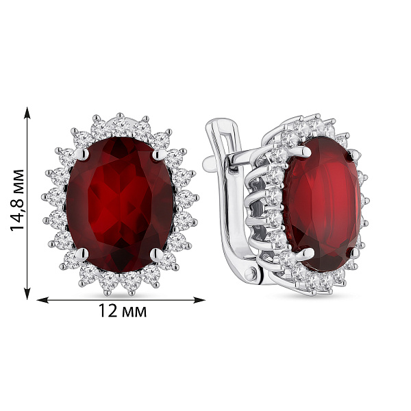 Серебряные серьги с крупным гранатом (арт. 7502/2191032Г) – изображение 2