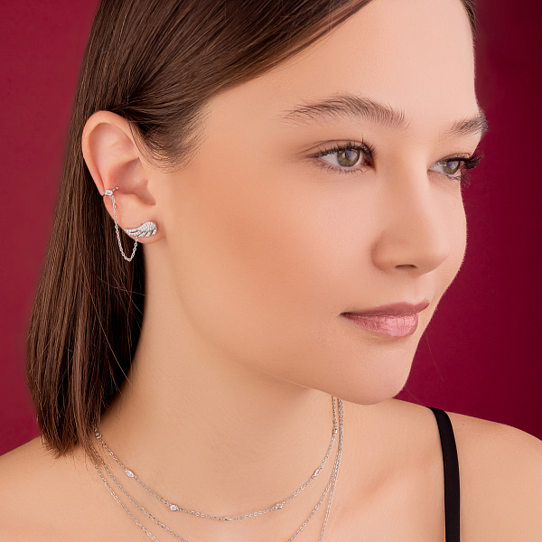 Серьги из серебра с фианитами (арт. 7518/С2Ф/1417) – изображение 3
