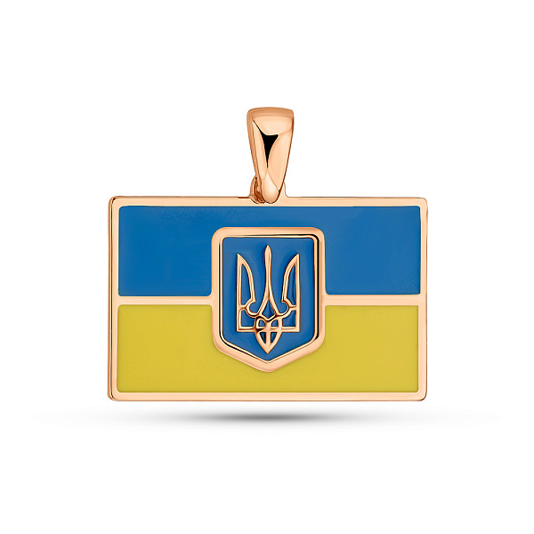 Патріотичний золотий підвіс Прапор України і Тризуб (арт. 424827есж) – зображення 1
